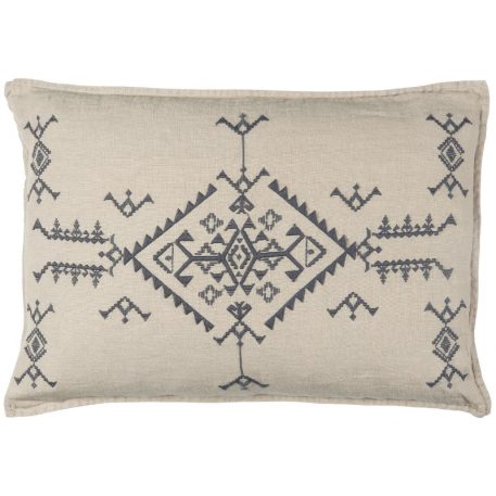 kussenhoesje 40x60 linnen naturel met donker grijs borduursel ib-laursen cushion cover naturel with dark grey embroidery 40 bij 60 cm1