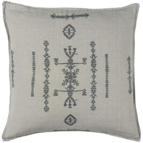 kussenhoesje 50x50 cm grijs linnen met grijs embroidery ib-laursen cushion cover linen colour grey with grey embroidery