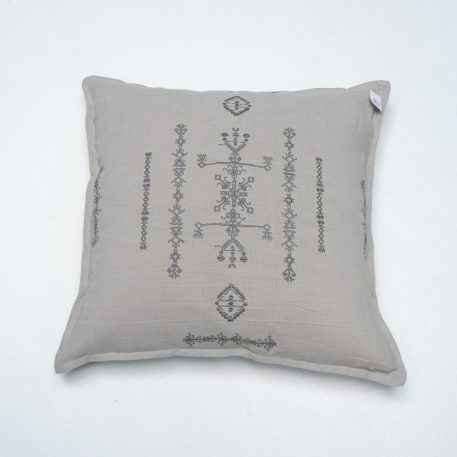 Kussenhoesje 50x50 grijs linnen met grijs embroidery - Afbeelding 2