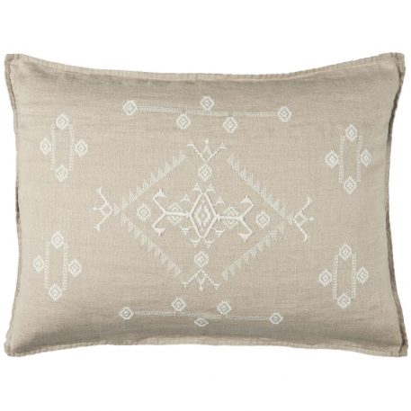 kussenhoesje 50x70 cm naturel linnen met wit embroidery ib-laursen cushion cover linen colour with white embroidery