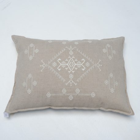 Kussenhoesje 50x70 naturel linnen met wit embroidery - Afbeelding 2