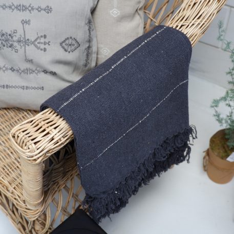 Plaid antraciet met off white streepje 130x160 cm - Afbeelding 5