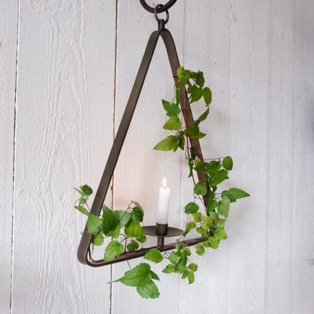 hang kandelaar voor dinerkaars brass smeedijzer driehoek hoog 52 cm breed 39 cm ijzer 2 cm breed affari of sweden candle holder brass