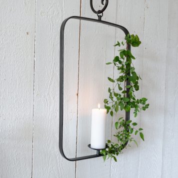 hang kandelaar voor stompkaars zwart smeedijzer rechthoek hoog 68 cm breed 39 cm ijzer 2 cm breed affari of sweden candle holder black4