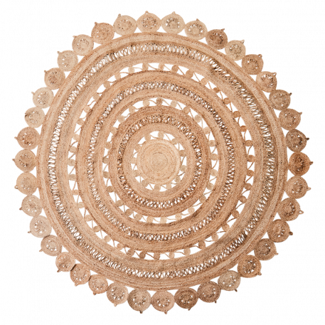 Jute vloer- of wandkleed rond 240 cm opengewerkt - Afbeelding 12