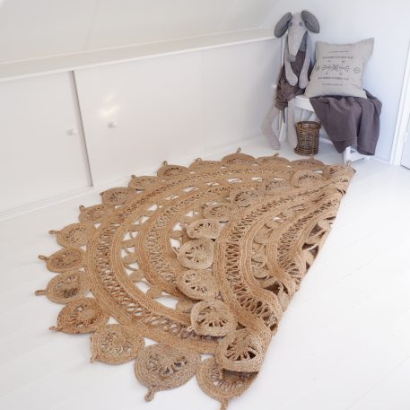 Jute vloer- of wandkleed rond 240 cm opengewerkt - Afbeelding 7