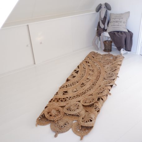 Jute vloer- of wandkleed rond 240 cm opengewerkt - Afbeelding 8