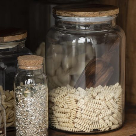 glazen voorraadpot met houten deksel hoog 23.5 cm diameter 16 cm inhoud 3000 ml ib-laursen glass jar with wooden lid1