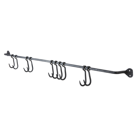 Wandstang zwart met haken 60 cm of 100 cm UITVERKOCHT - Afbeelding 2