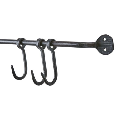 Wandstang zwart met haken 60 cm of 100 cm UITVERKOCHT - Afbeelding 3