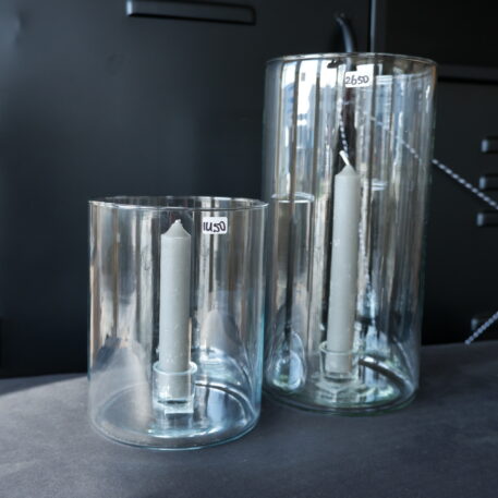 cilinder sfeerlicht glas met kandelaar voor dinerkaars hoog15 en 25cm diameter 12 en 13cm ib-laursen candle holder with fixed holder glass for dinner candle1