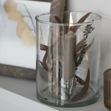 sfeerlicht glas met kandelaar voor kort dinerkaarsje hoog 15 cm diameter 12 cm ib-laursen candle holder glass for dinner candle1
