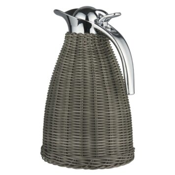 thermoskan grijs kunststof riet inhoud 1.5 liter hoog 26 cm diameter 16.5 cm ib-laursen thermos grey poly rattan braid