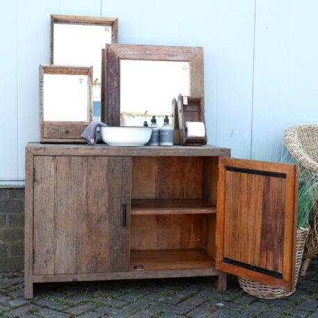 Badkamer meubel Riga 2 deuren oud vergrijsd hout - Afbeelding 2