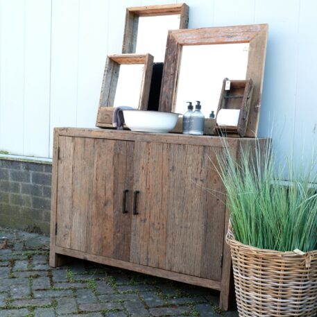 Badkamer meubel Riga 2 deuren oud vergrijsd hout - Afbeelding 3