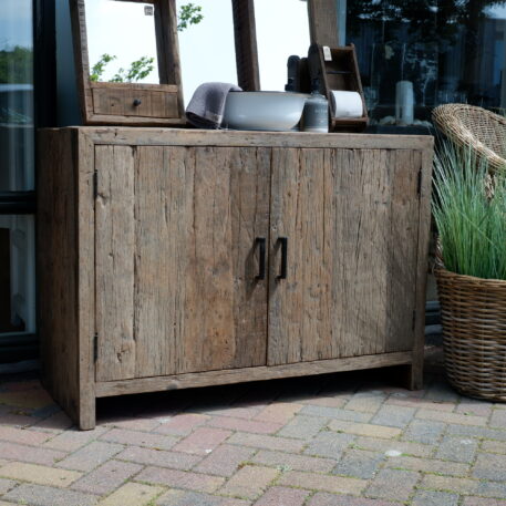 Badkamer meubel Riga 2 deuren oud vergrijsd hout - Afbeelding 6