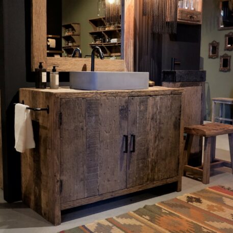 Badkamer meubel Riga 2 deuren oud vergrijsd hout - Afbeelding 7