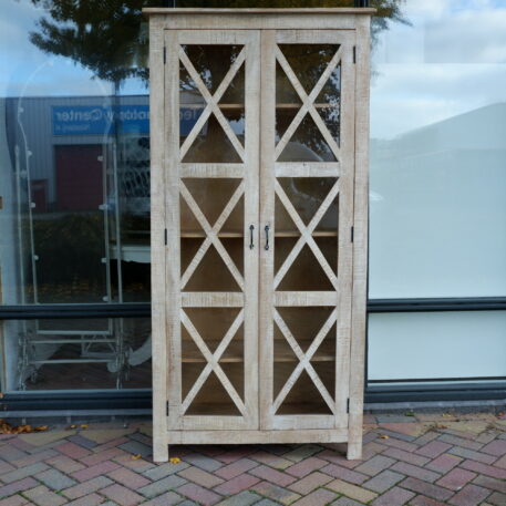 Cross vitrinekast white wash mangohout - Afbeelding 6