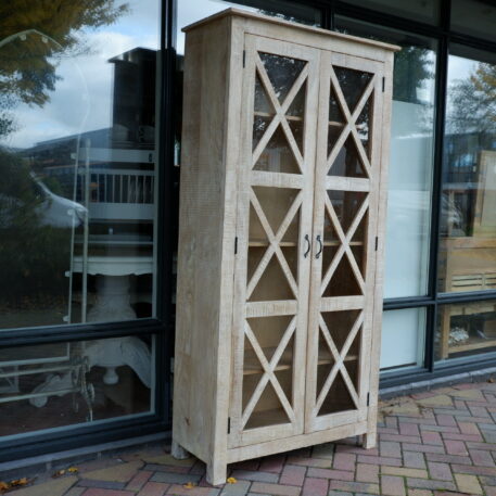 Cross vitrinekast white wash mangohout - Afbeelding 9