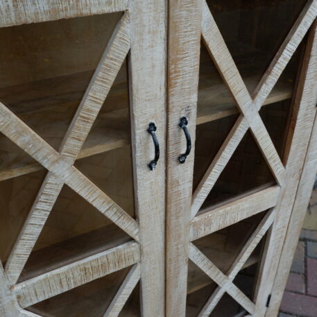 Cross vitrinekast white wash mangohout - Afbeelding 12