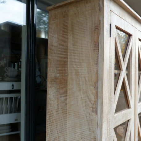 Cross vitrinekast white wash mangohout - Afbeelding 10