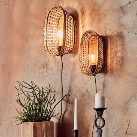 rieten mand ovaal zwart ingewoven medium en large als wandlamp affari of sweden basket black naturel2