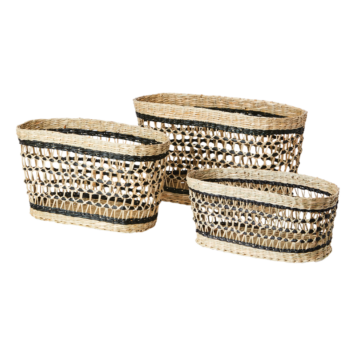 rieten mand ovaal zwart ingewoven smal medium large affari of sweden basket black naturel