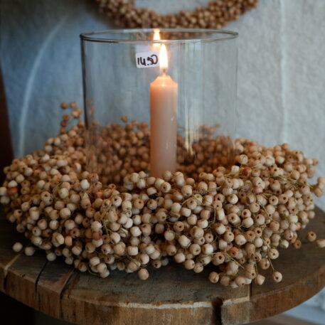 Houten kralen krans naturel - Afbeelding 7