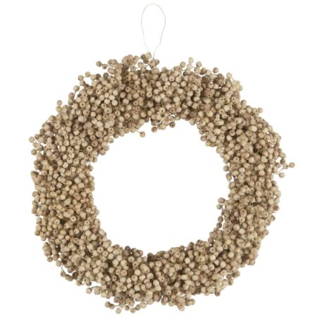 Houten kralen krans naturel - Afbeelding 3