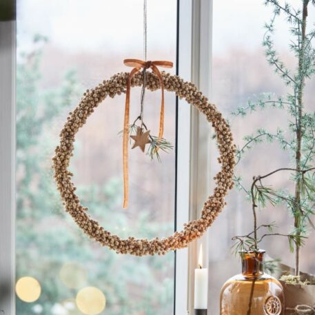 houten kralen krans naturel diameter 34 cm ib-laursen wreath wooden beads handmade2