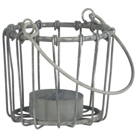 grijs draadmetaal waxinehouder hoog 7.5 cm diameter 8 cm ib-laursen candle holder for tealight with handle