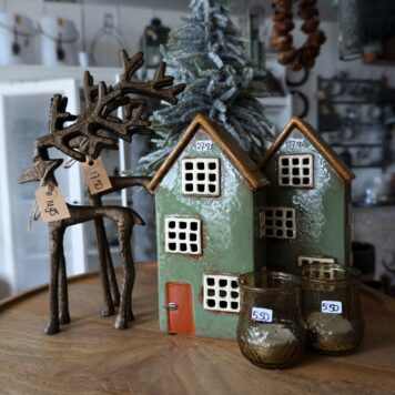 huis Nyhavn groen voor waxinel ib-laursen house nyhavn waxine recycle glas smoke en rendier giet aluminium bruin brons 2 maten swiet home1a