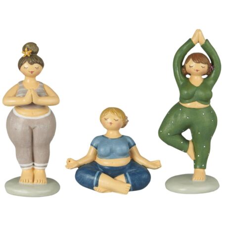 ib-laursen dames in 3 yoga posities beige groen of blauw tenue ib-laursen ladies yoga position 1