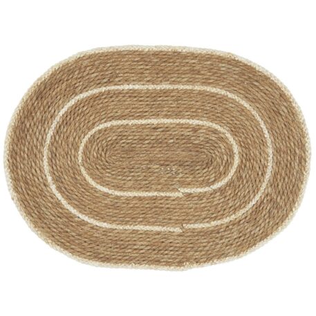 deurmat ovaal opgerold maisblad naturel en off white streep breed 75 cm diep 55 cm ib-laursen doormat oval natural with cream stripes corn husk and seagrass1