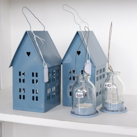 huis summerfeeling voor waxinelichtje blauw hoog 17.5 cm breed 8.5 cm diep 11 cm ib-laursen house summerfeeling cornflower10