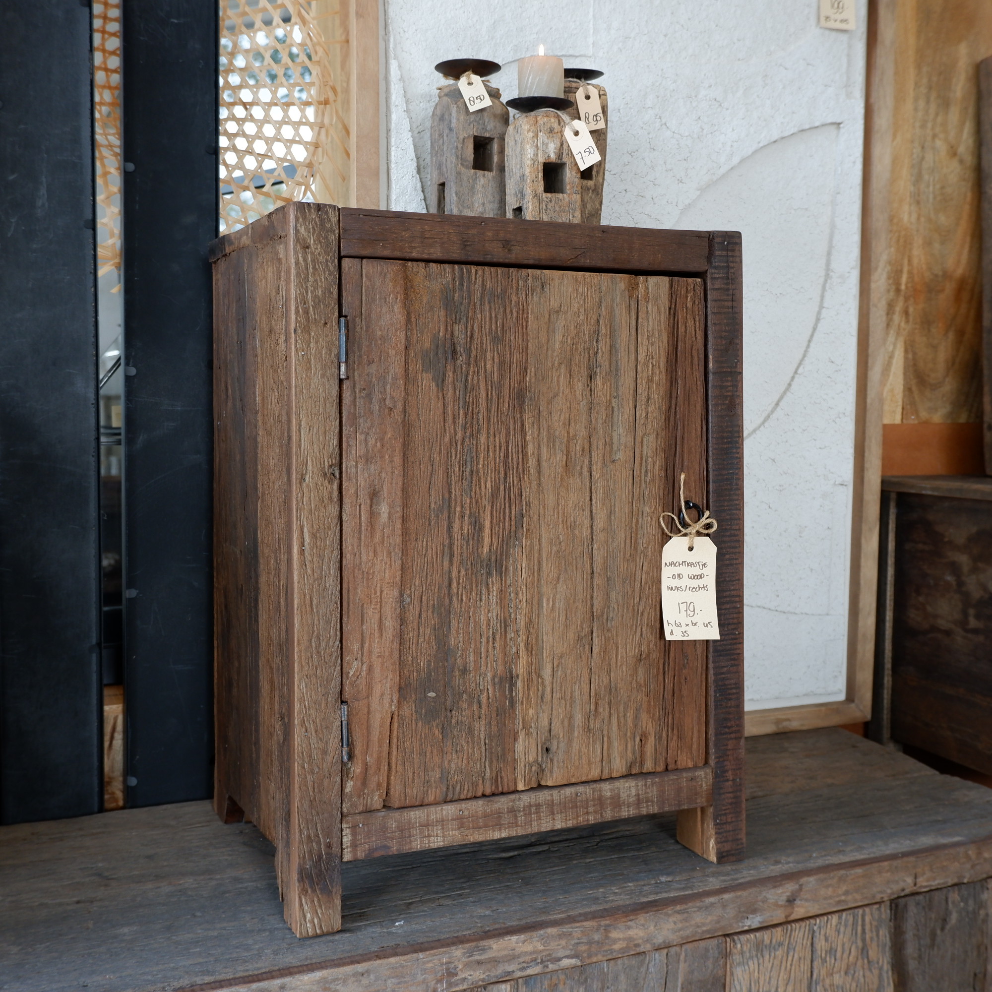Nachtkastje Old wood 1 deur links- of rechts draaiend - Afbeelding 3