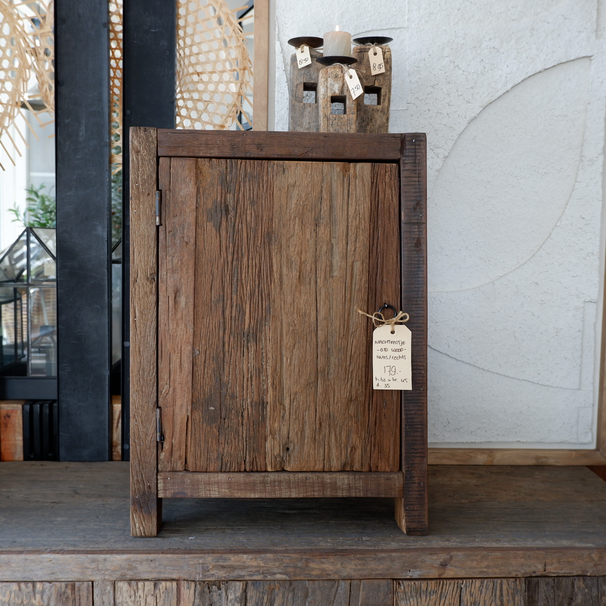Nachtkastje Old wood 1 deur links- of rechts draaiend - Afbeelding 4