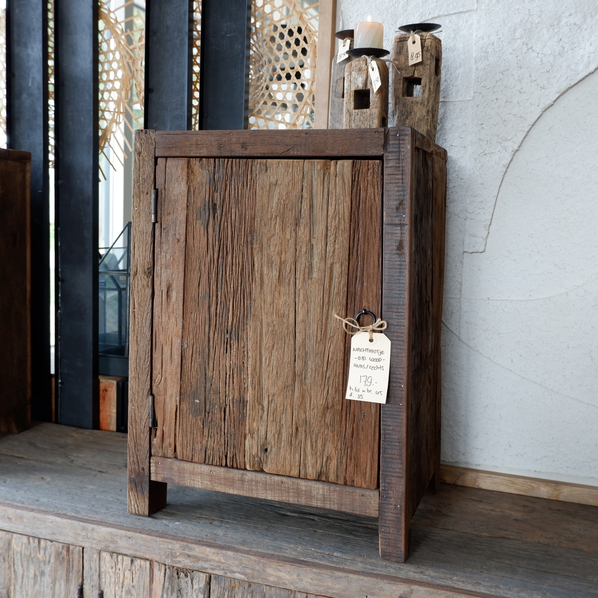 Nachtkastje Old wood 1 deur links- of rechts draaiend - Afbeelding 6