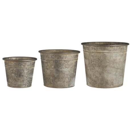 bloempot of emmer metaal zink grijs 3 maten hoog 23 en 19 en 15 cm ib-laursen pot set of 3 urban garden