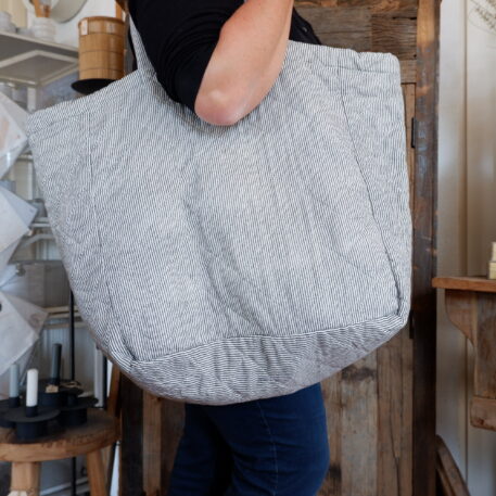 Bag quilted-schoudertas Xl zwart-wit gestreept katoen - Afbeelding 2