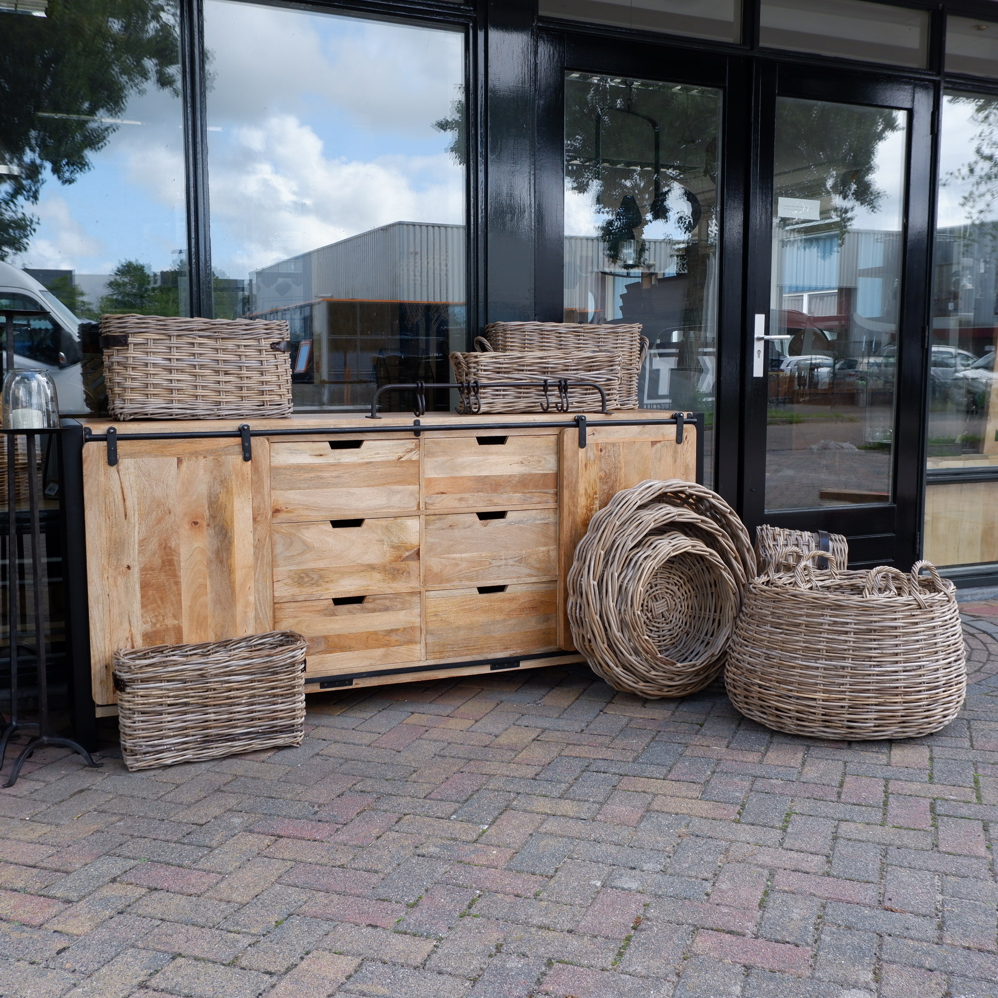 Mand met grepen taps grijs rotan 3 maten - Afbeelding 10