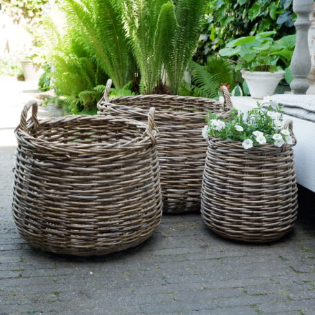 Mand met grepen taps grijs rotan 3 maten - Afbeelding 2