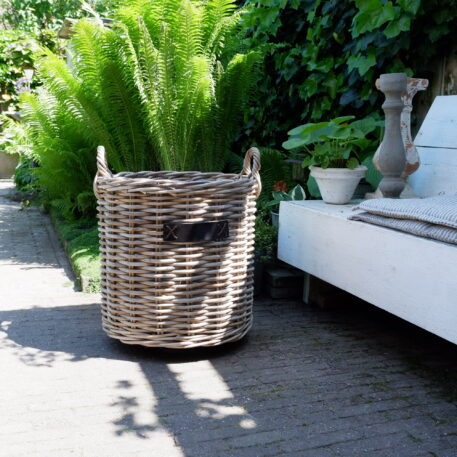 Mand met grepen rond op wielen grijs rotan - Afbeelding 6