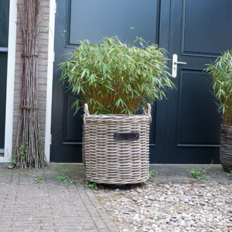Mand met grepen rond op wielen grijs rotan - Afbeelding 8