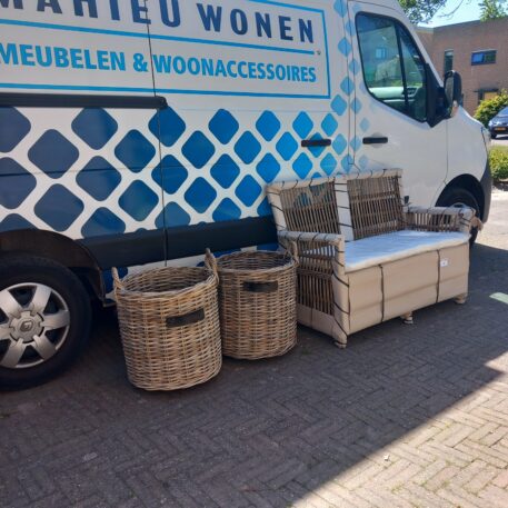 Mand met grepen rond op wielen grijs rotan - Afbeelding 11