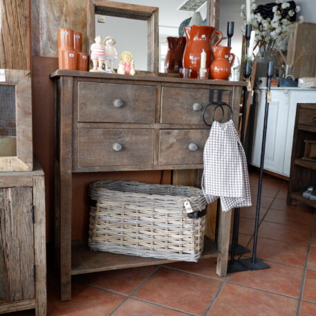 be uniq haltafel capri wandtafel hoog 91 cm breed 80 cm diep 35 cm 4 lades en onderplank oud vergrijsd hout