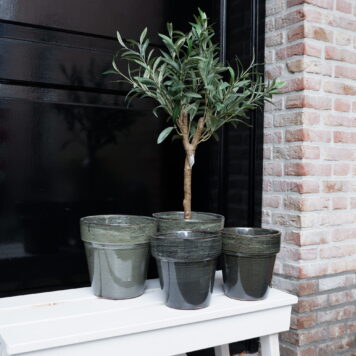 bloempot grace taps model grijs-groen 2 maten hoog 17 en 19 cm