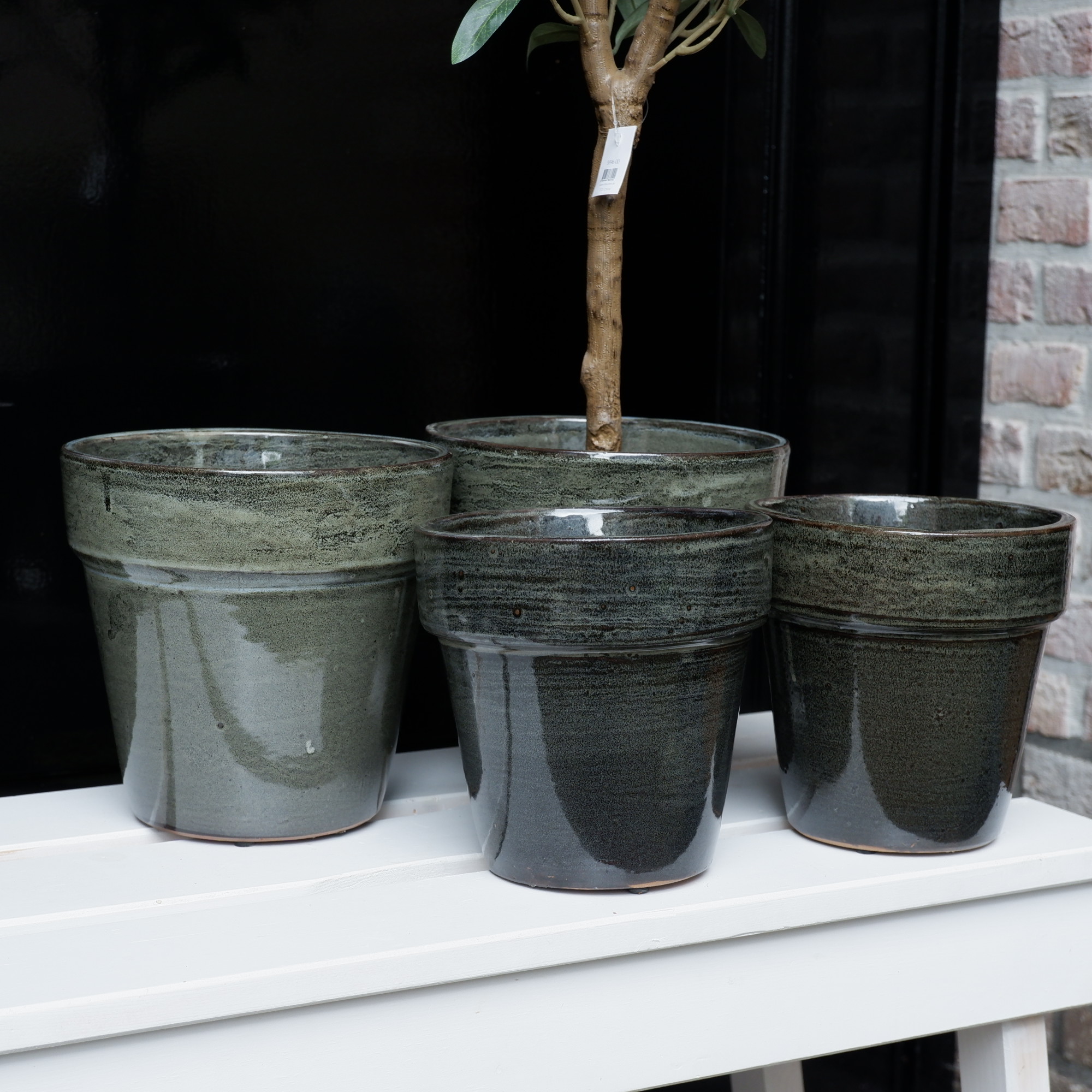 Bloempot Grace glazed grijs-groen 2 maten - Afbeelding 2