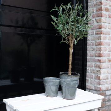 bloempot grace taps model licht grijs 2 maten hoog 14 en 17 cm
