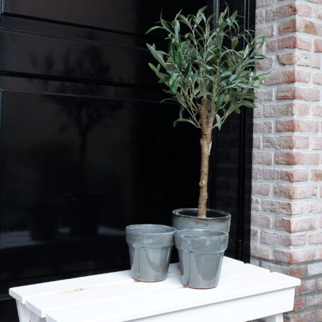 bloempot grace taps model licht grijs 2 maten hoog 14 en 17 cm